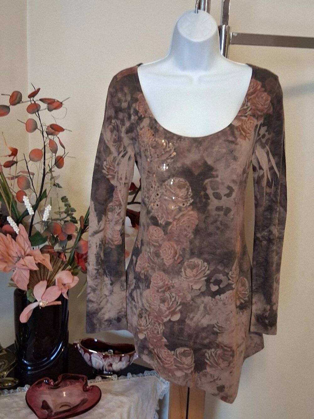 NWOT Brina & Em Women’s Floral Printed Blouse Top Long Sleeve Summer Tops 8